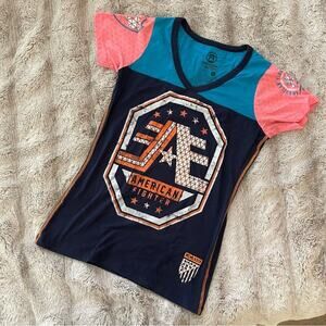 American Fighter Color Block V Neck Top